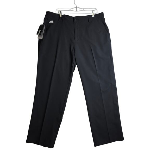 Adidas 38×32 NWT 3 Stripes pants BlacknWhite Flat front GolfCasual ActiveOutdoor - Picture 1 of 12